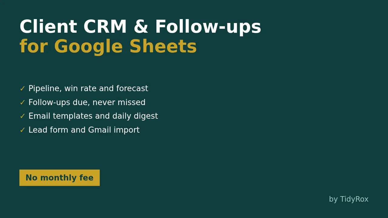 Coperta Client CRM pentru Google Sheets.