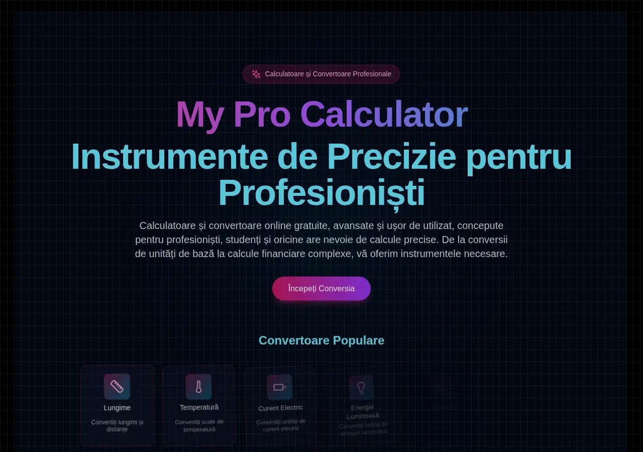 Pagina de start myprocalculator.org.