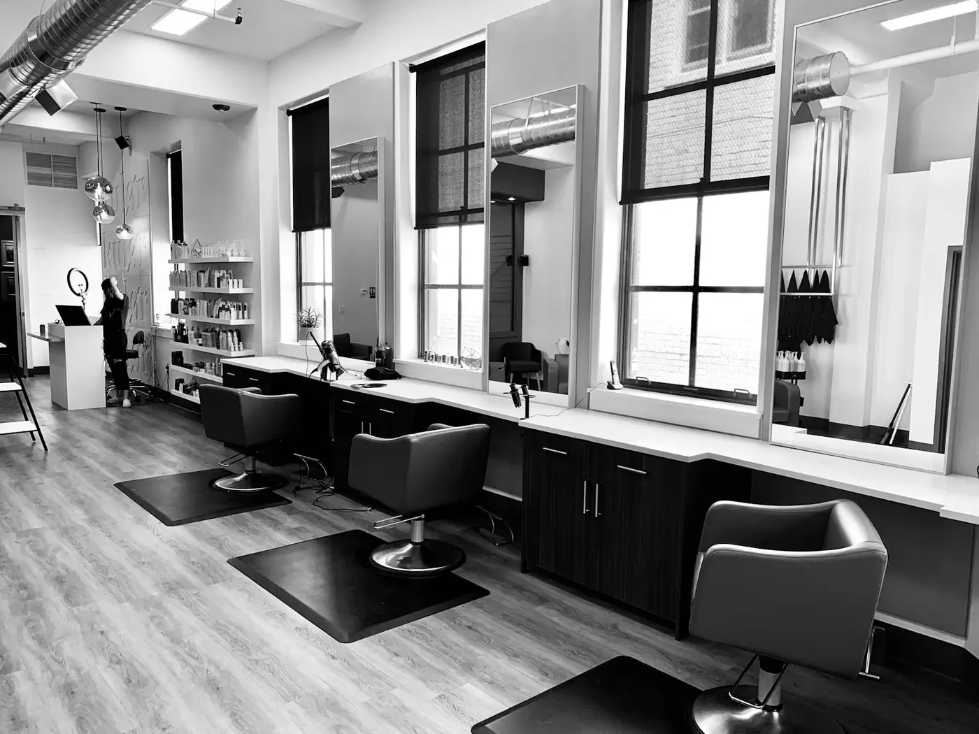 Salon chairs and mirrors. Illustrative photo, not a real salon.