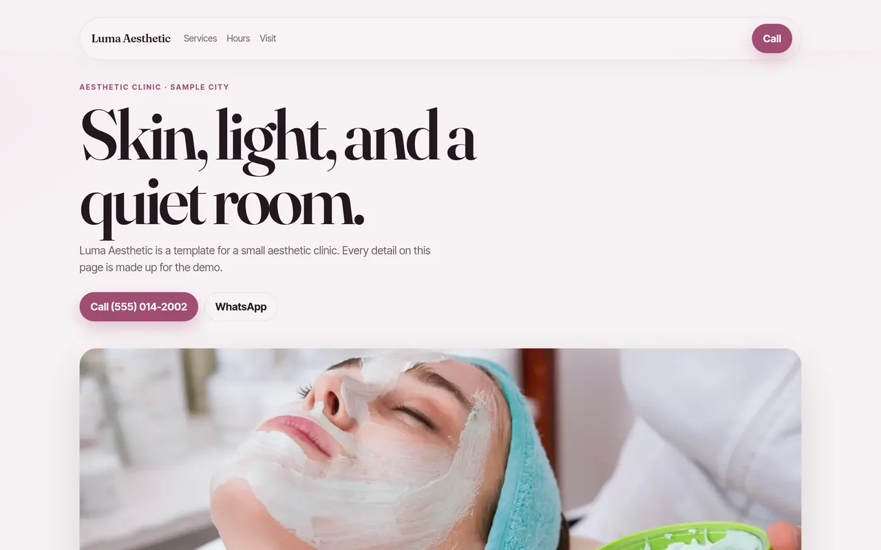 Preview of the Luma Aesthetic template