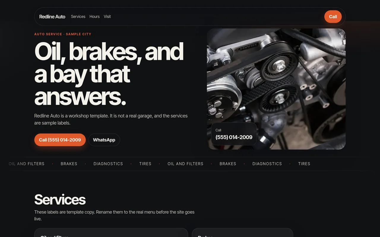 Preview of the Redline Auto template