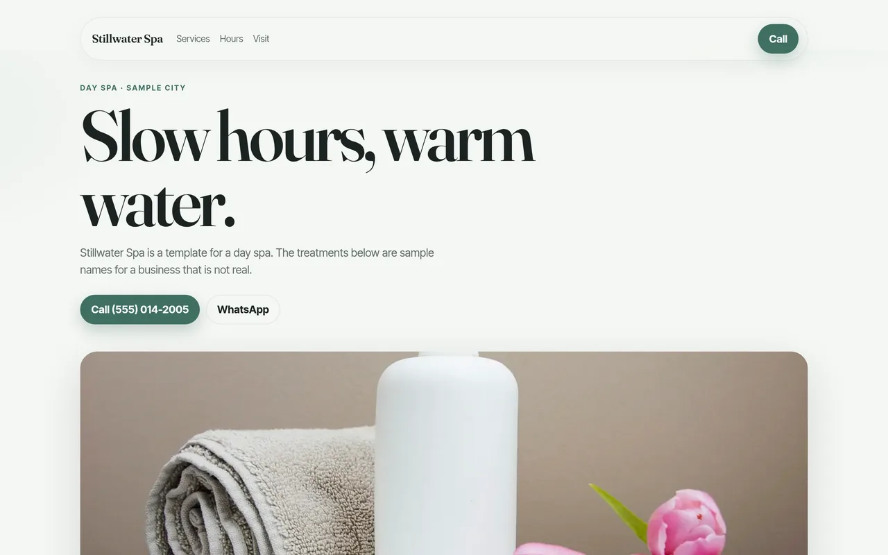Preview of the Stillwater Spa template